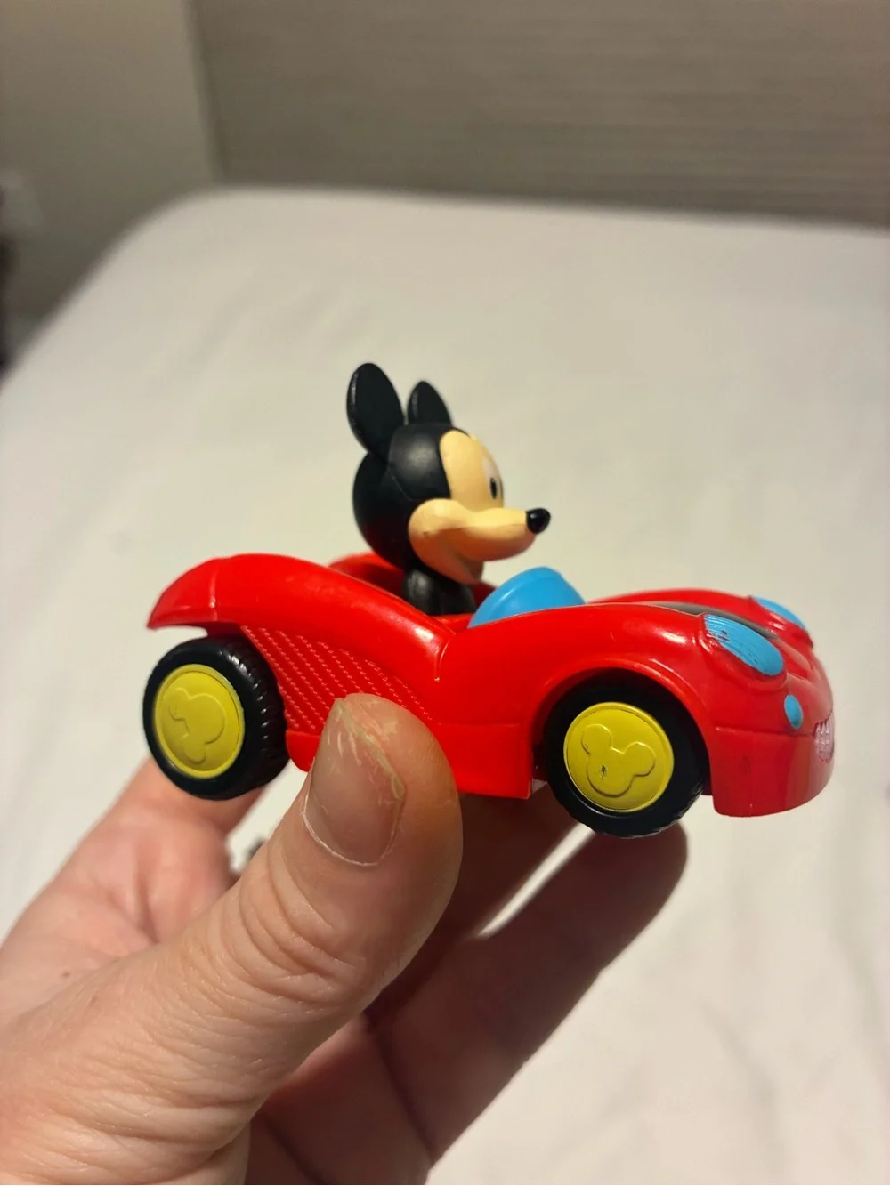 Disney Red Mickey Mouse Race Car Toy with Blue Accents